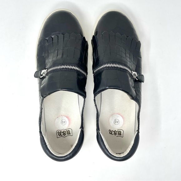 Ash King Kiltie Fringe Black Croc Embossed Leather Sneakers Size 40 - Picture 8 of 11